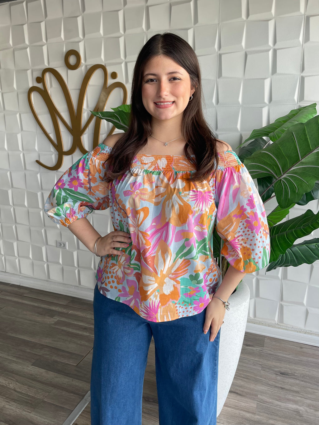 Floral Print Off Shoulder Top
