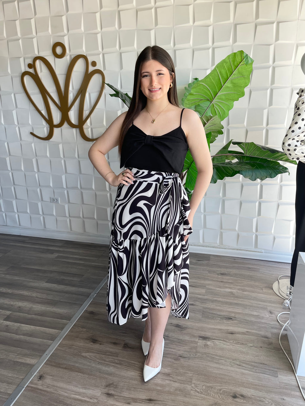 B & W Print Skirt