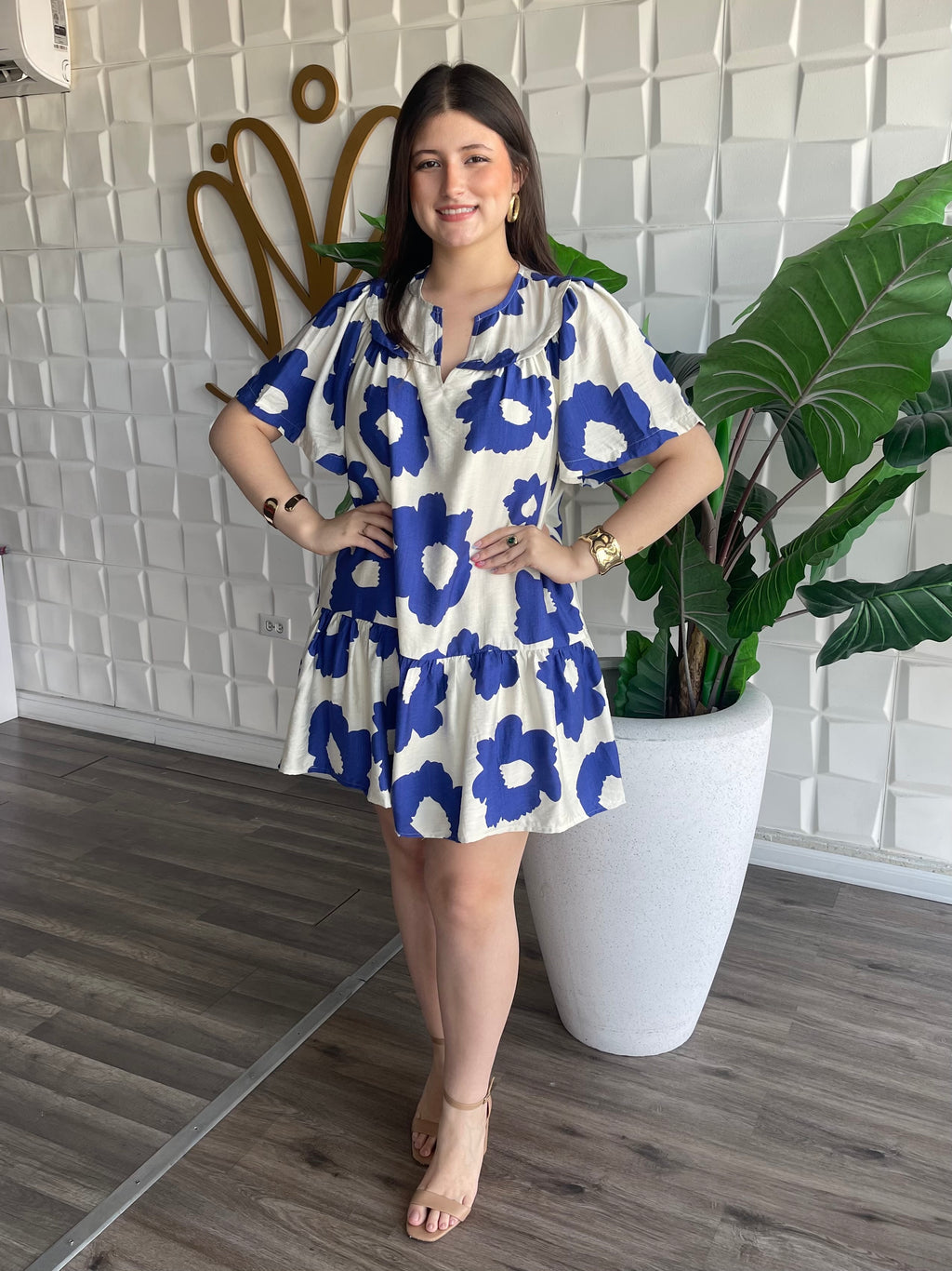 Floral Blue Short Dress