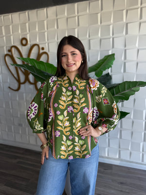 Oversized Green Mix Top
