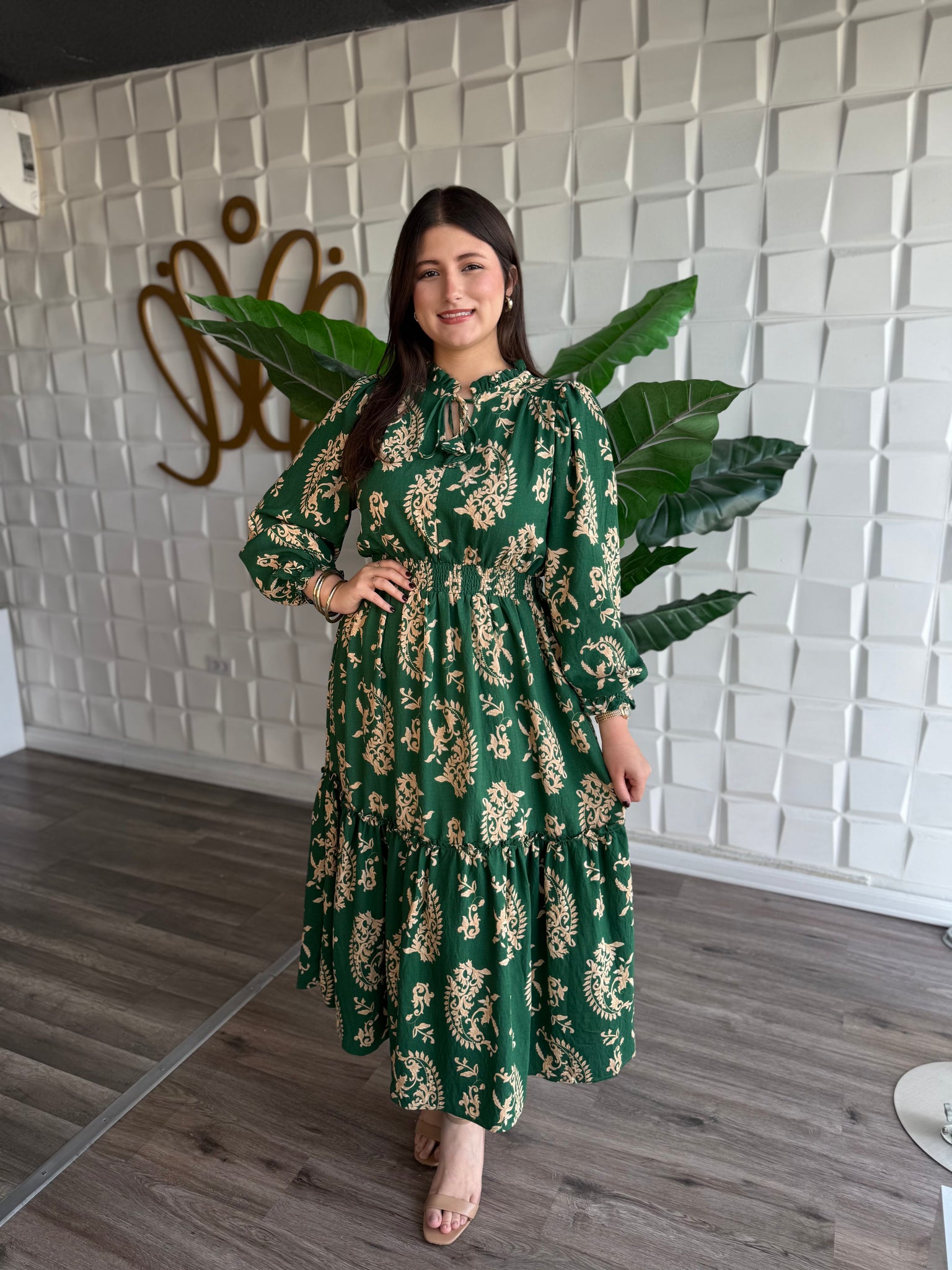 Green Maxi LS Dress