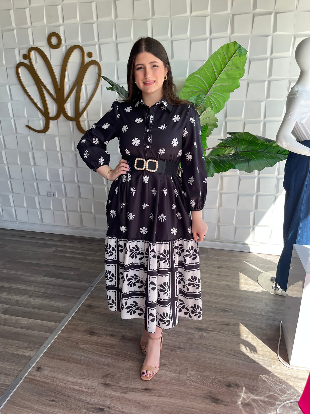 B & W Maxi Dress