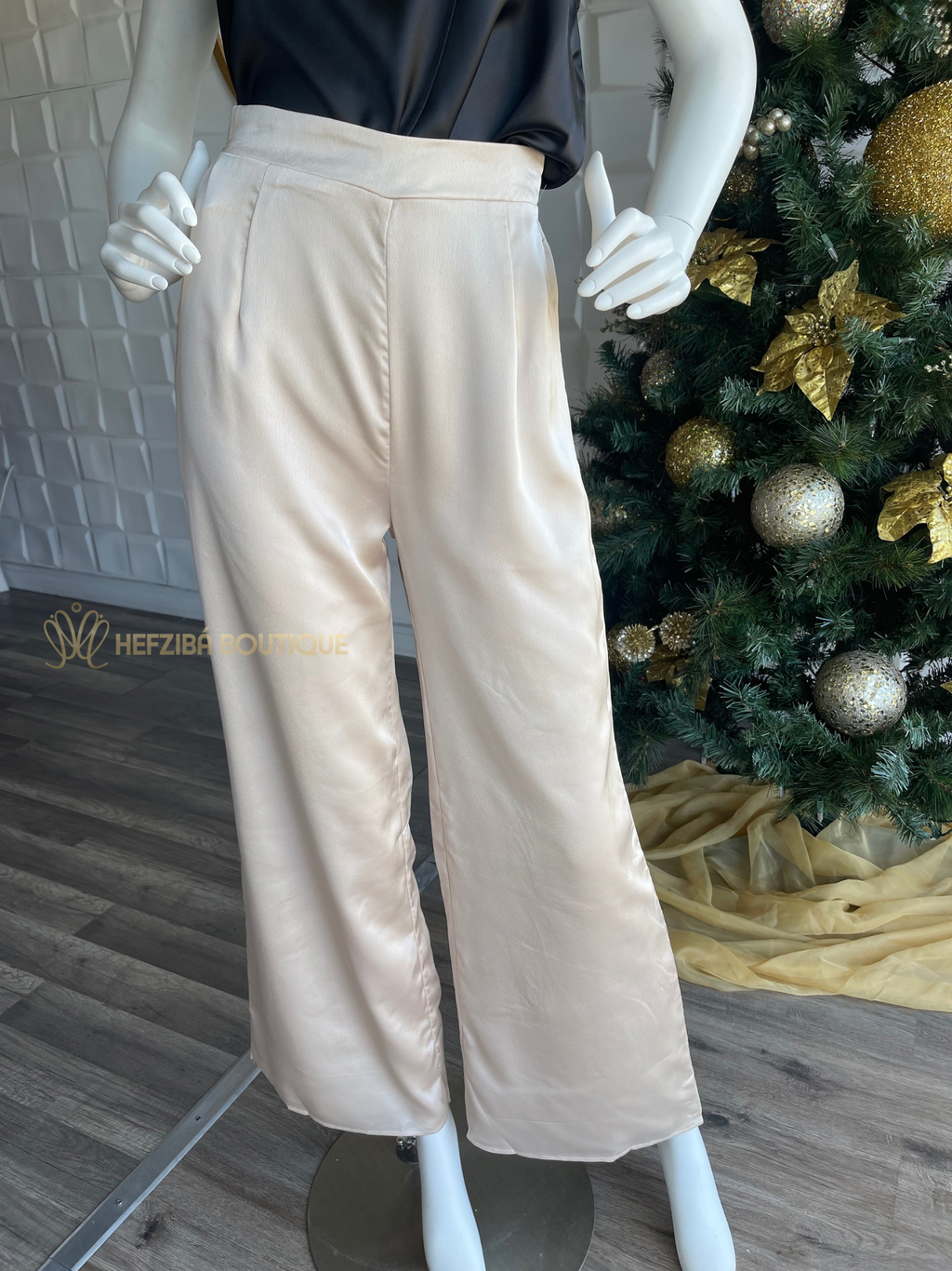 Ivory Satin Pants