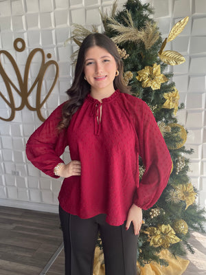 Dark Red LS Top