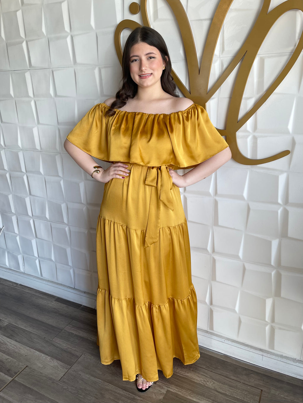 Satin Mustard Dress